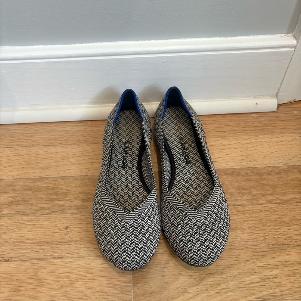Rothy's Black and White Herringbone Flats